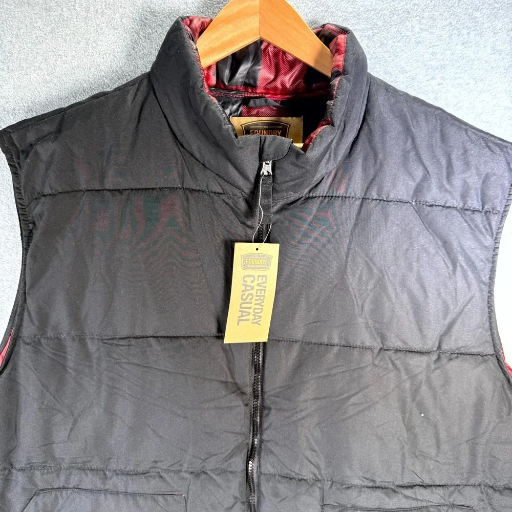 The Foundry‎ Supply Puffer Vest Men's 3XL Black Lined Full Zip Mock Neck Pockets